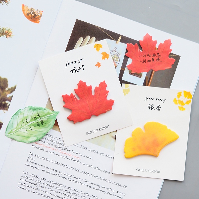 Giấy ghi chú hình chiếc lá dễ thương