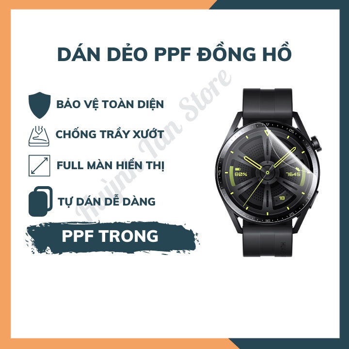 [Mua 1 tặng 1] Dán dẻo PPF Huawei Watch GT3  full hiển thị ,chống trầy xướt tốt, cảm ưng mượt, siêu mỏng boa cạnh cong