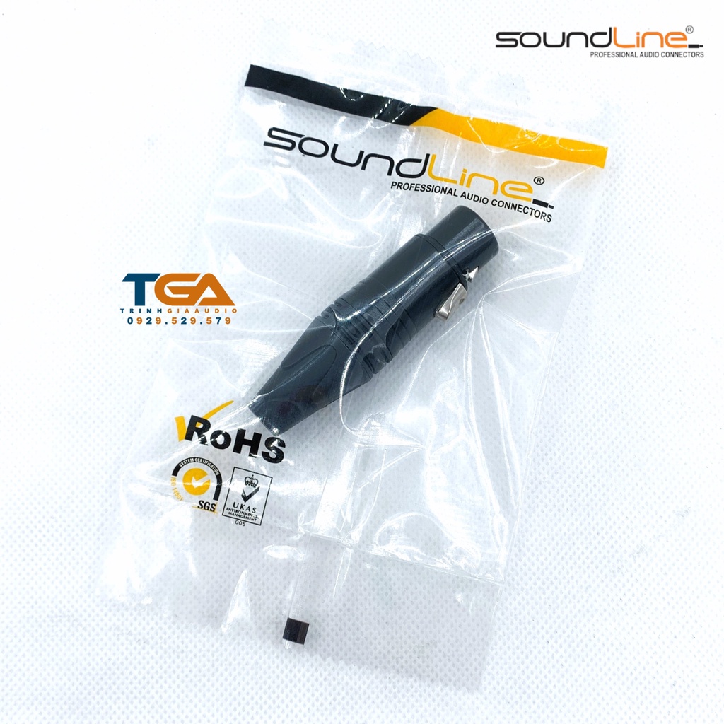 Jack rắc canon, xlr hàn dây, cắm microphone, chân đồng. sơn đen, hãng soundline