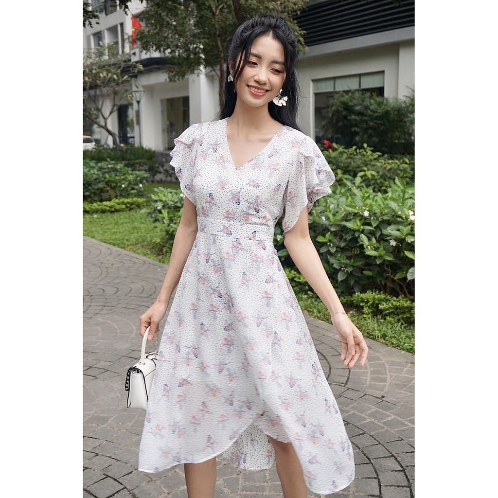 Đầm ôm vạt chồng tay xòe 20 AGAIN DOW1068 | BigBuy360 - bigbuy360.vn