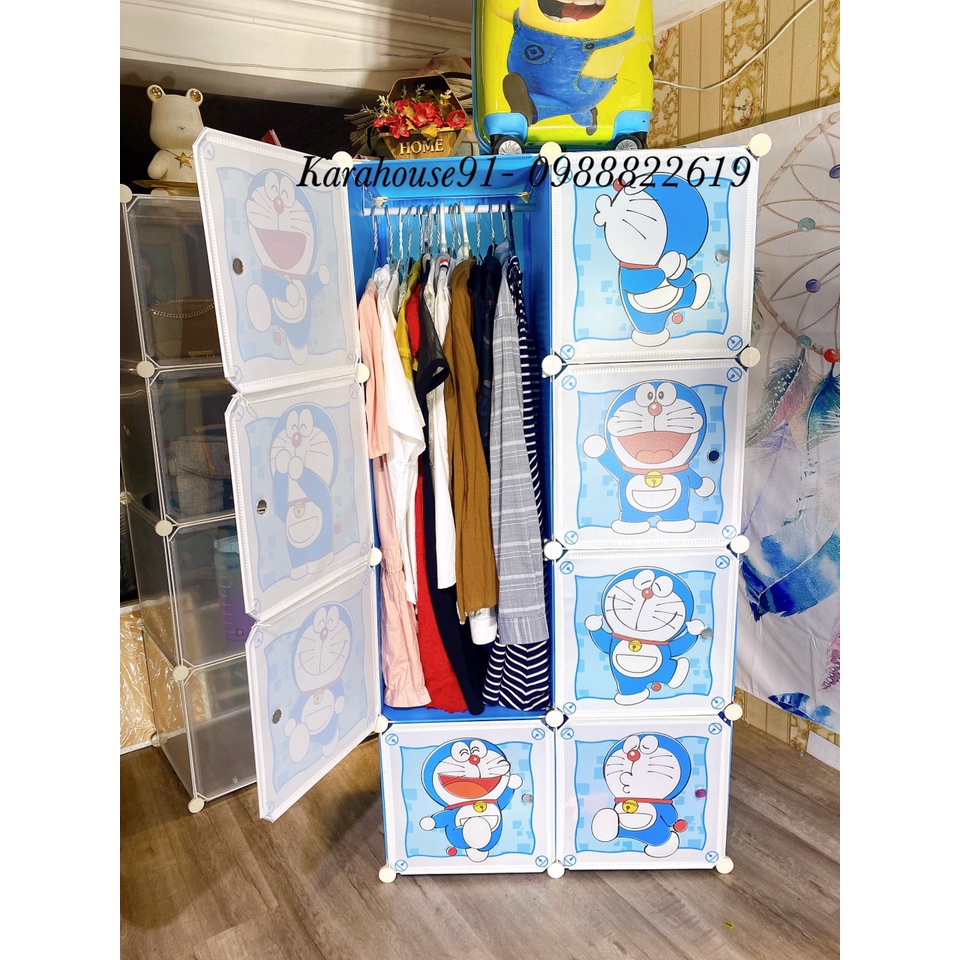 TỦ NHỰA LẮP GHÉP 8 Ô SÂU 47cm. Tặng kèm 1 treo đồ.