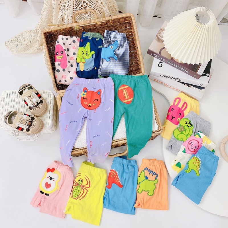 Lố 10 quần dài bozip Mông thêu bé gái (6-16kg)
