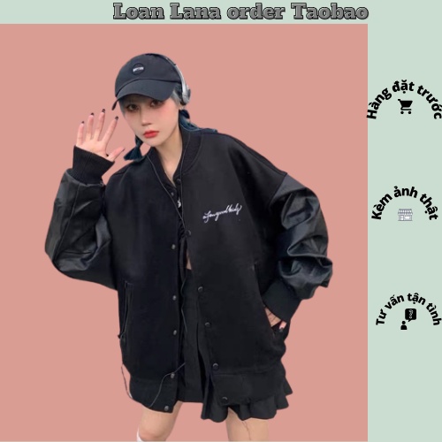 ÁO KHOÁC BOMBER PHỐI TAY DA