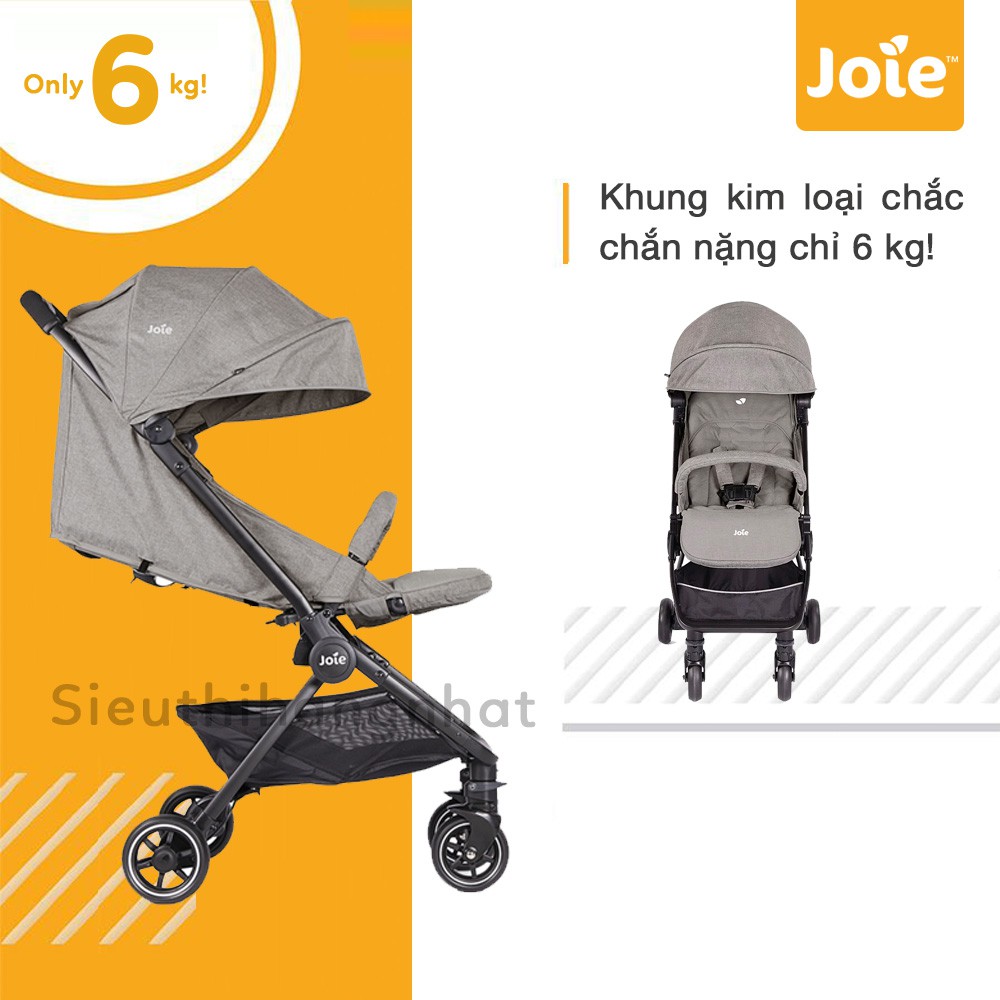 Xe đẩy trẻ em Joie Pact W/ RC&amp;ADPT&amp;TB cho trẻ sơ sinh, giúp bé ngồi thoải mái, có thanh chắn an toàn có thể tháo rời