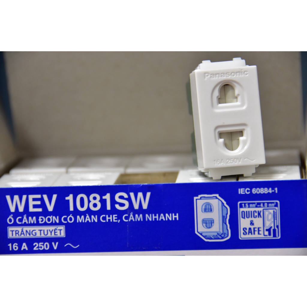 Ổ cắm đơn có màn che Panasonic Wide (Hạt to) - WEV1081SW