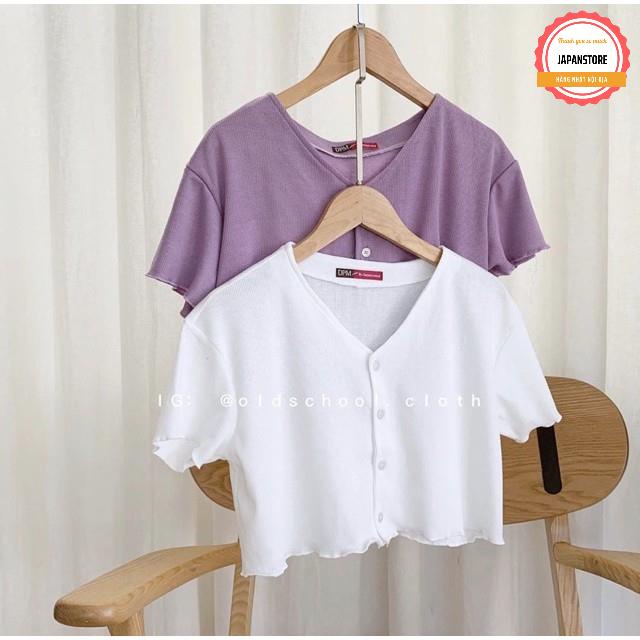 Áo croptop nữ 💖FREESHIP💖 Áo ullzang cổ tim 4 cúc vạt siêu hot