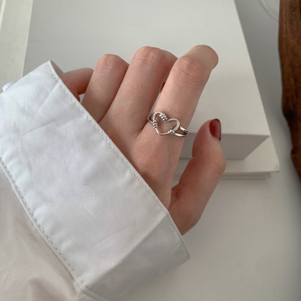 Nhẫn nữ bạc ý 925 trái tim trang sức idol tiktok