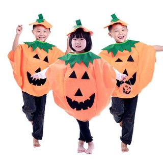 Halloween Kids Costume Party Pumpkin Vest Clothes +Hat