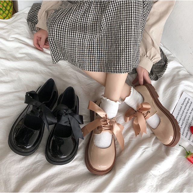 🌿Giày Lolita thắt dây nơ Retro 🌿