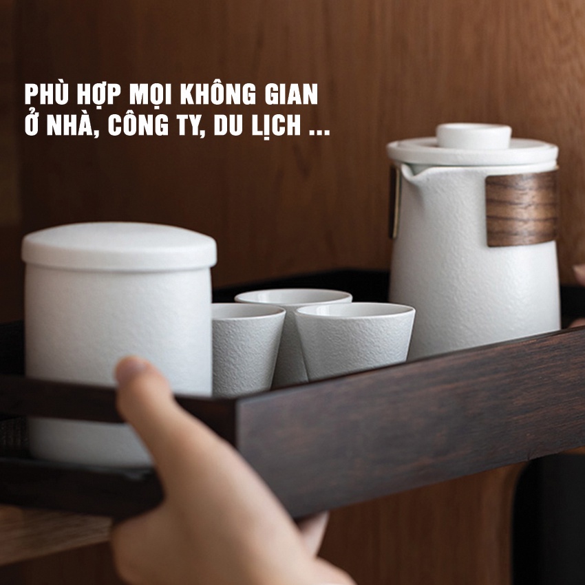Bộ ấm chén pha trà du lịch xách tay thích hợp mang đi du lịch Portable Travel Tea Set with Teapot Tea