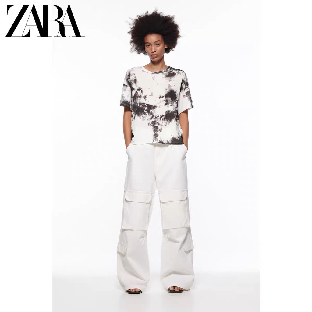 Zara Áo Thun Tay Ngắn In Họa Tiết Thời Trang Xuân Hè Cho Nữ