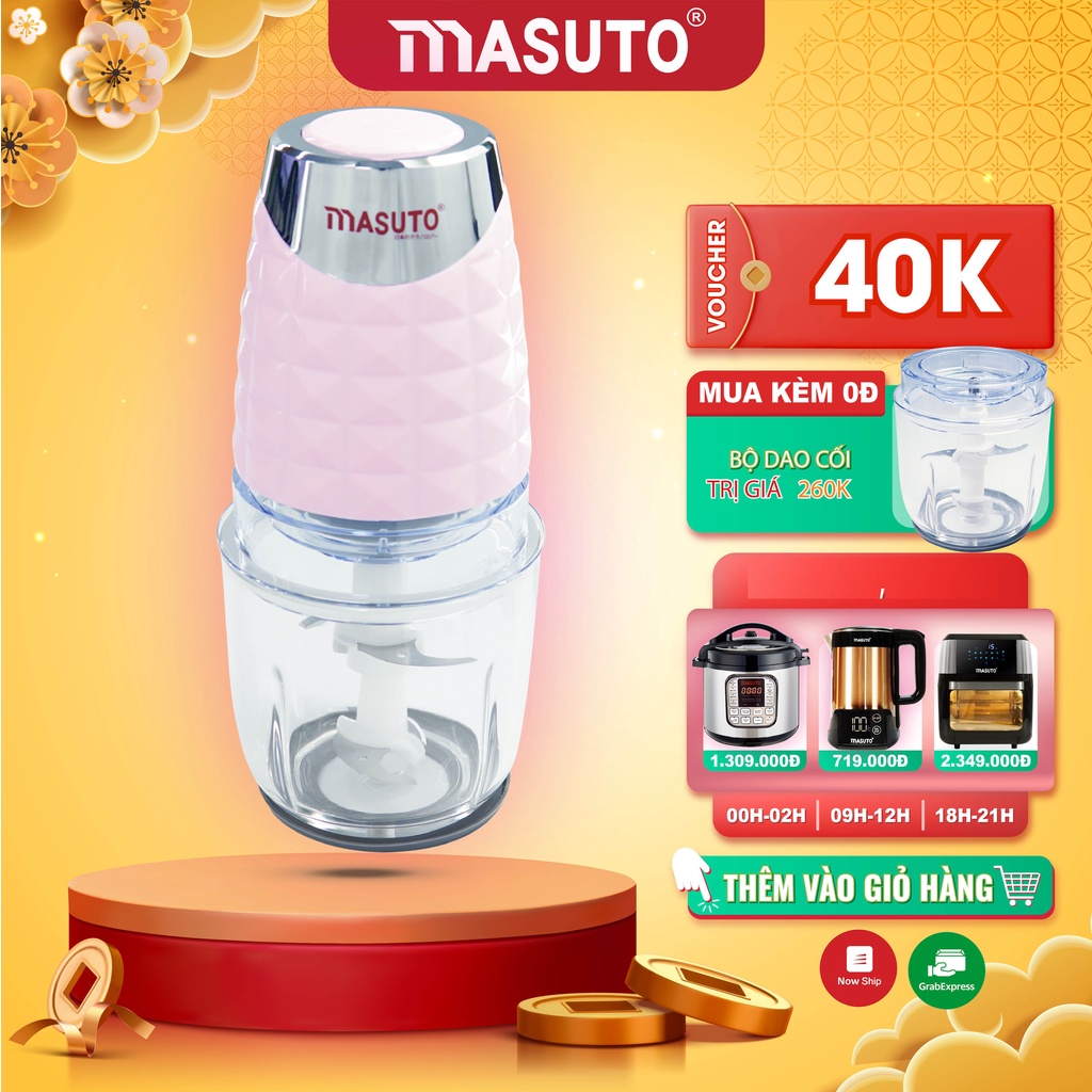 Máy xay sinh tố đa năng Masuto cối 0,6L say thịt đồ ăn dặm tỏi ớt siêu nhuyễn chỉ 10s MUA 1 TĂNG 1