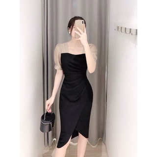 Đầm body phối voan tơ