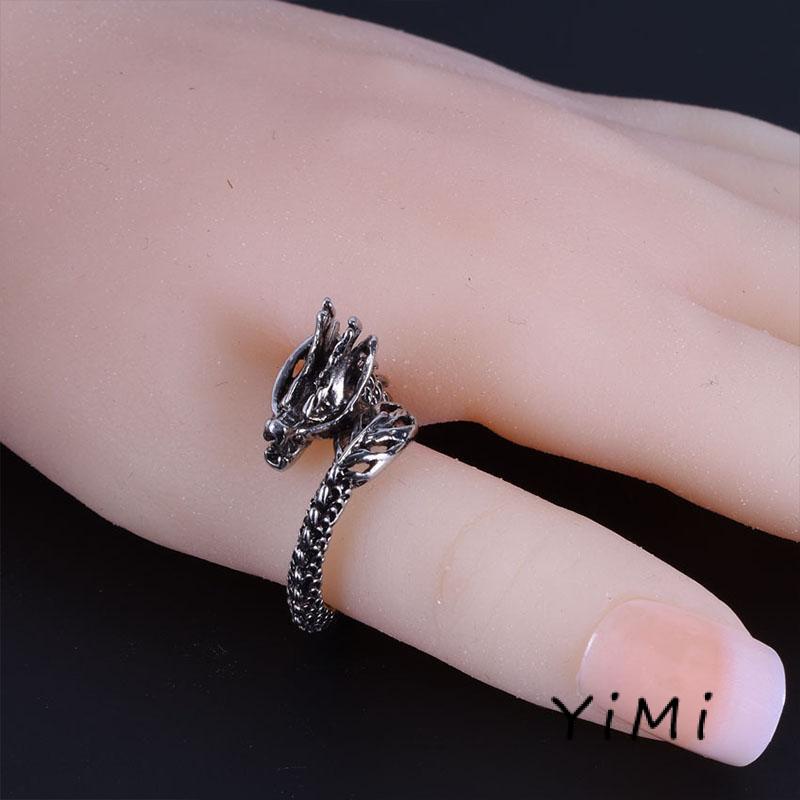 Nhẫn đeo ngón tay rồng phong cách punk rock vintage cá tính dành cho nam và nữ