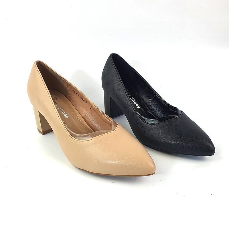 Giày Cao Gót Công sở 5cm, 5p Đế vuông Mũi nhọn gót chống Xước Da mềm Chuẩn đẹp VNXK - HANO 1868