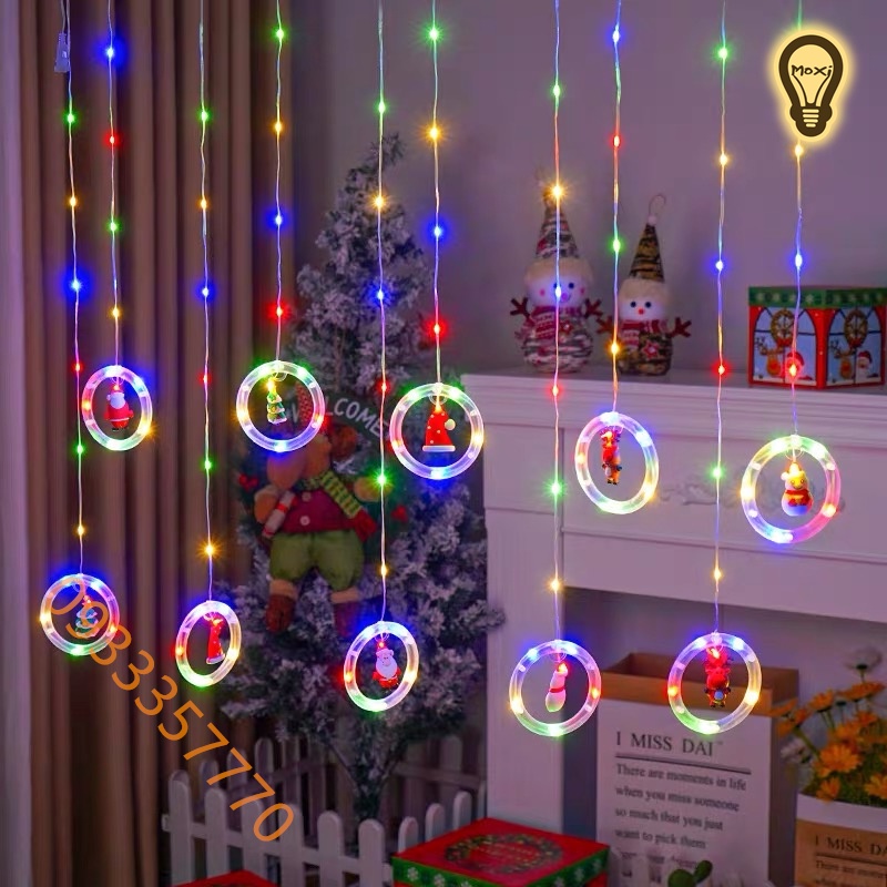 【LOẠI 1】 Đèn LED màn Rèm Trăng Sao Chống Thấm Nước Trang Trí Decor Ngoài Trời NOEL giáng sinh - Dài 2.5 Mét