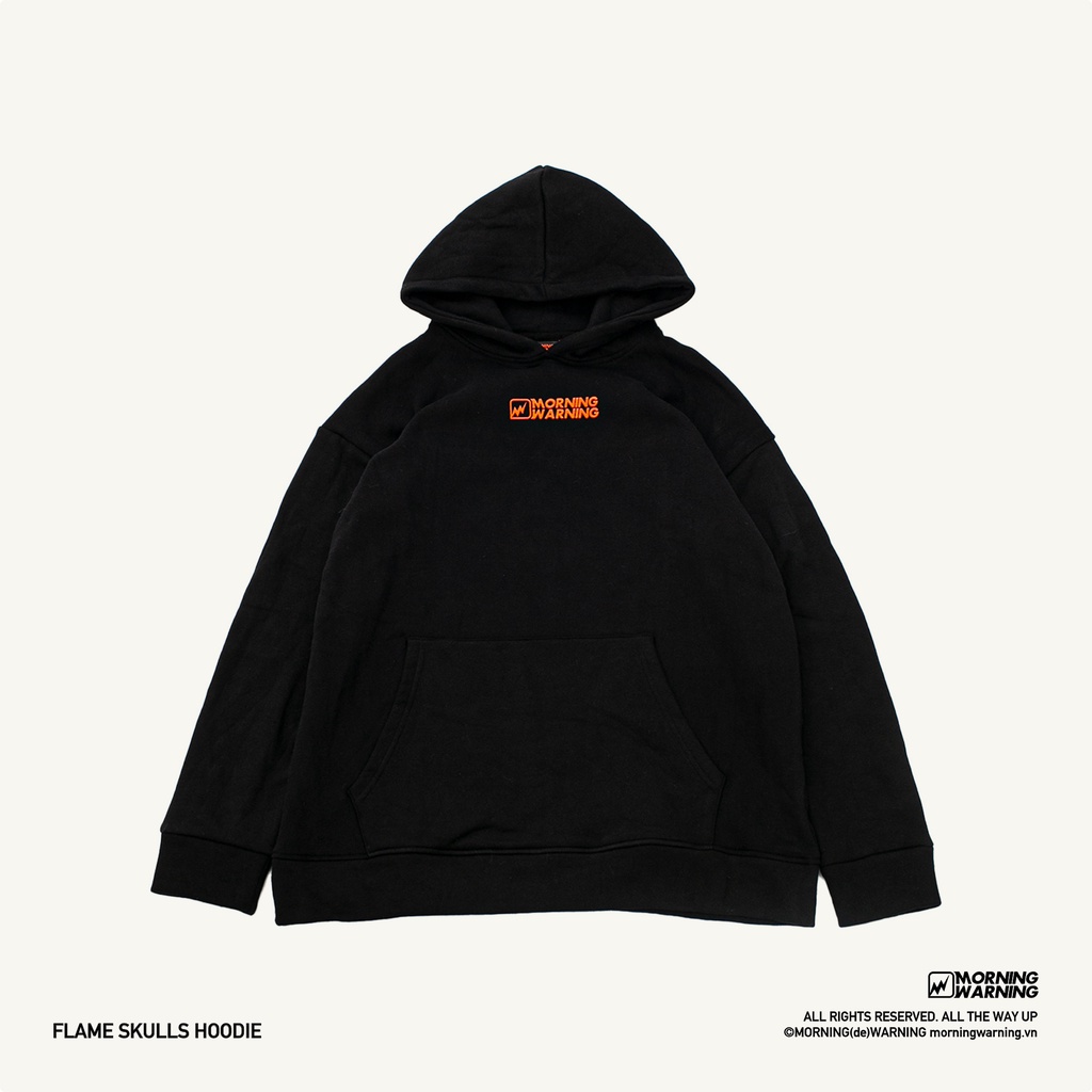 Áo Hoodie Morning Warning Flame Skull - Orange