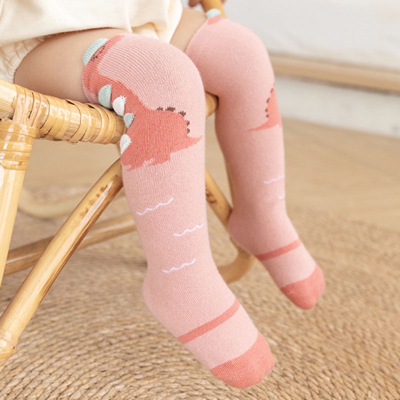 Vớ cotton trẻ em dài đến gối giữ ấm mùa đông họa tiết động vật hoạt hình