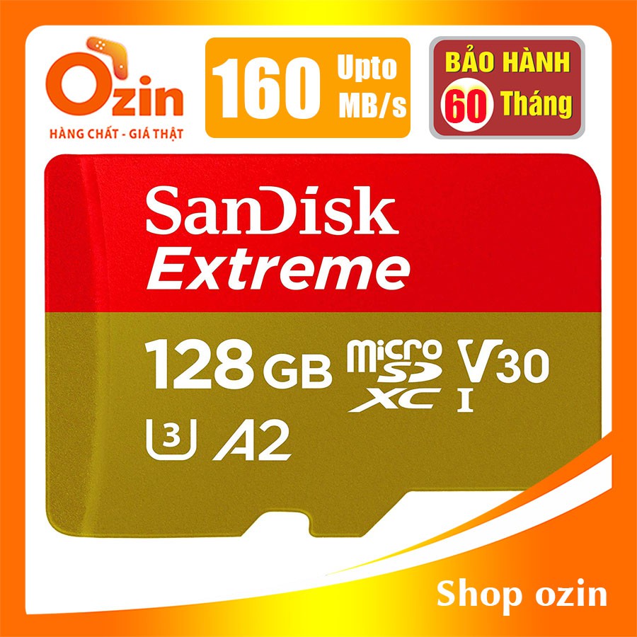 [RẺ VÔ ĐỊCH] Thẻ nhớ Micro SD Sandisk Extreme A2 256GB 128GB 64GB U3 4K 160MB/s