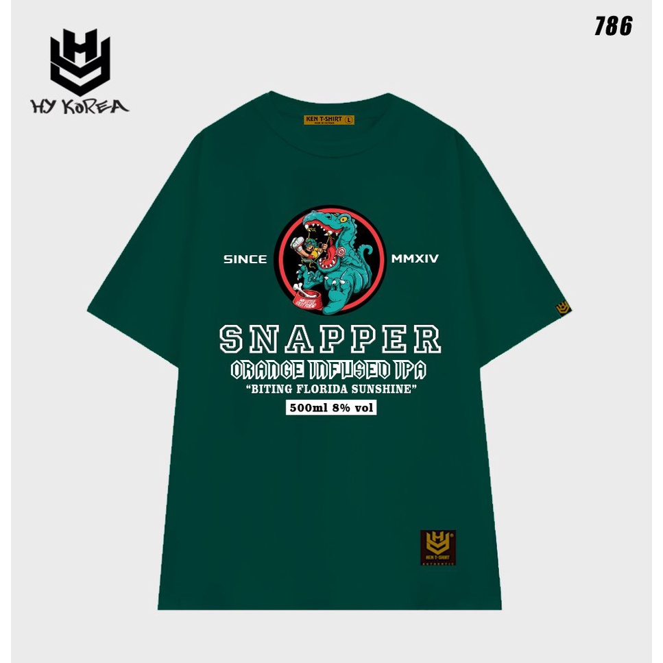 Áo thun nam nữ tay lỡ HY KOREA form rộng Khủng long Snapper 786