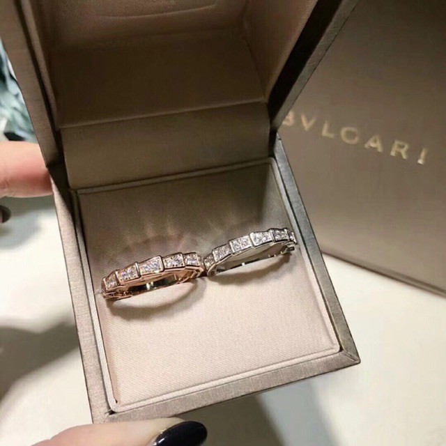 BVLGARI Nhẫn Cưới Mạ Vàng 18k Đính Kim Cương Nhân Tạo