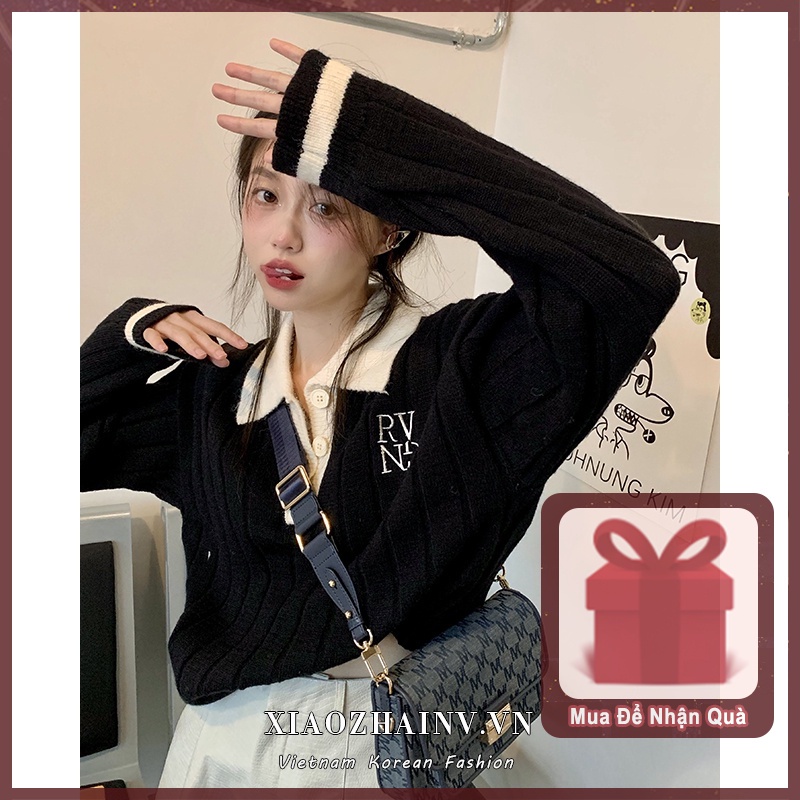 Áo dệt kim tay dài dáng rộng cài nút thời trang phong cách Hàn Quốc cho nữ | BigBuy360 - bigbuy360.vn