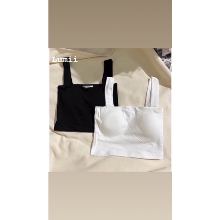 Áo 2 dây croptop bản to có mút ngực - Lumii