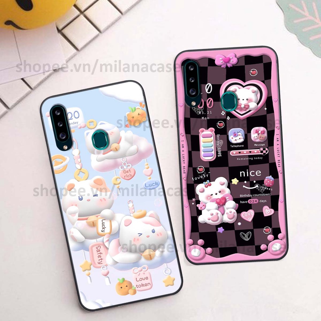 Ốp Samsung A20s hình đồng hồ icon gấu mèo cute cực dễ thương ngộ nghĩnh