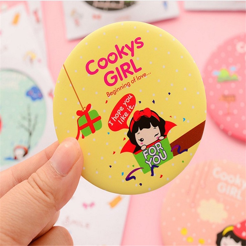 Gương Trang Điểm Mini Siêu Cute Gương Cầm Tay Bỏ Túi Hàn Quốc Tiện Lợi Viền Kim Loại - LAI'S STORE