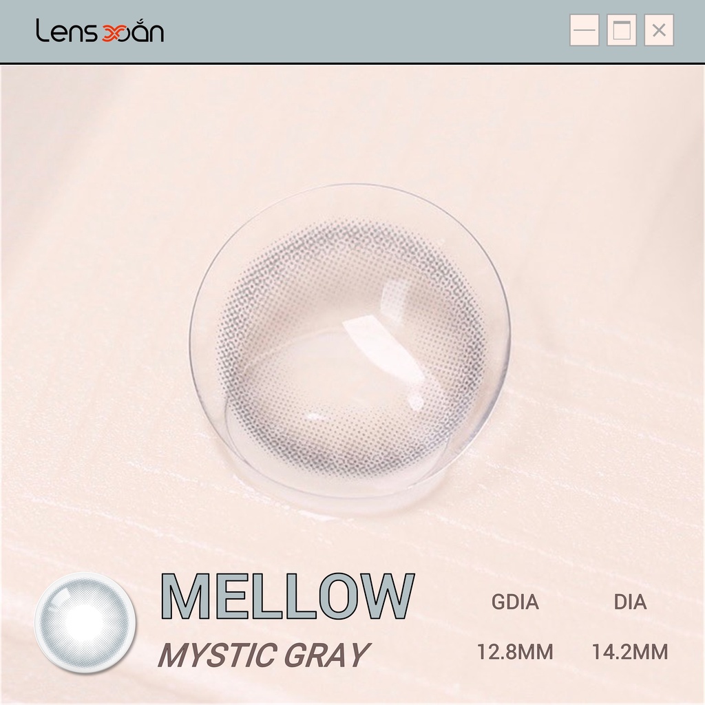 KÍNH ÁP TRÒNG MELLOWS MYSTIC GRAY của Olola (6 tháng): Kính áp tròng xám ánh xanh nhẹ tự nhiên | Lens Xoắn (GIÁ 1 CHIẾC)