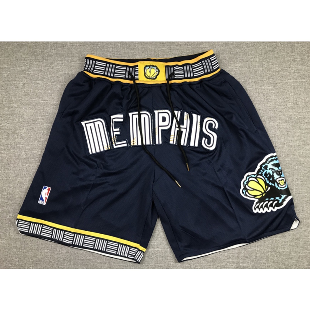 Hàng Có Sẵn Mới Quần Short Bóng Rổ Thêu logo Lớn Màu Xanh Lá retro Memphis Grizzlies Mike Bibby JA Morant Có Túi Mới Cho Nam