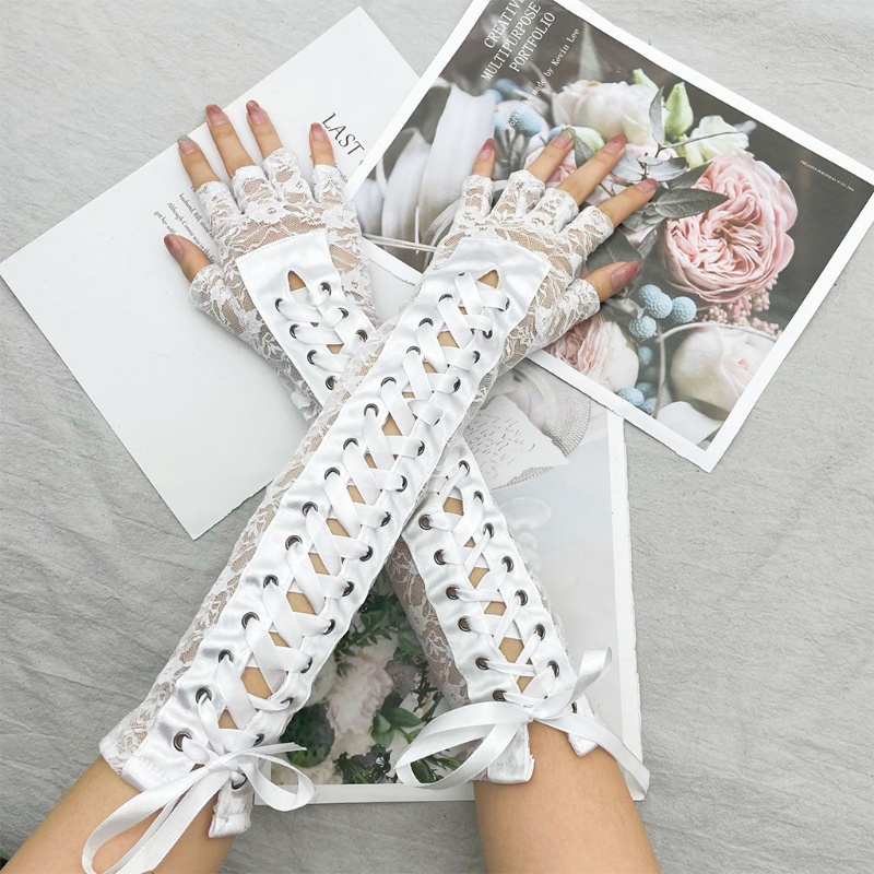 Găng Tay Lưới Hở Ngón Phong Cách Lolita Gợi Cảm Cho Nữ