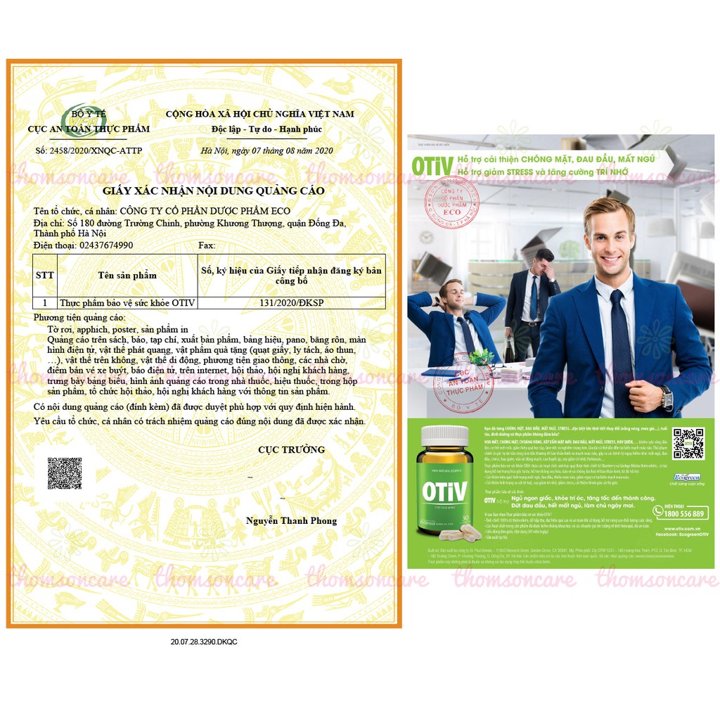 Viên uống bổ não Otiv cải thiện trí nhớ, giảm đau đầu kết hợp bổ não DHC từ dầu cá có chứa DHA, EPA  giúp ngủ ngon