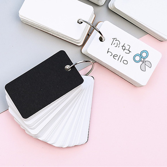 Minimore | Thẻ flashcard trắng CAO CẤP siêu dày tặng bìa 4D kèm khoen