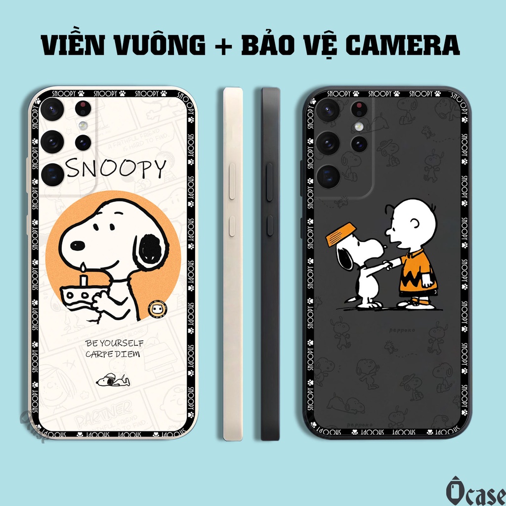 Ốp lưng Samsung S21 Ultra in hình chú chó dễ thương cạnh viền vuông có bảo vệ camera