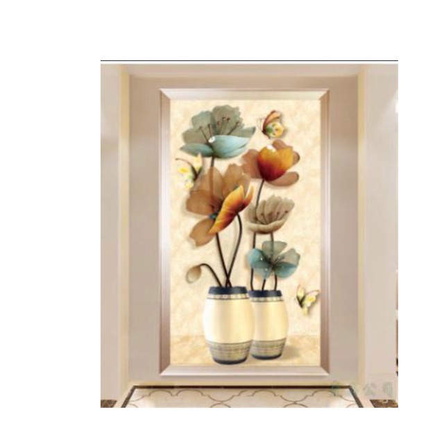 Tranh thêu chữ thập Hoa h0901 THÊU KÍN KT 63x120 cm