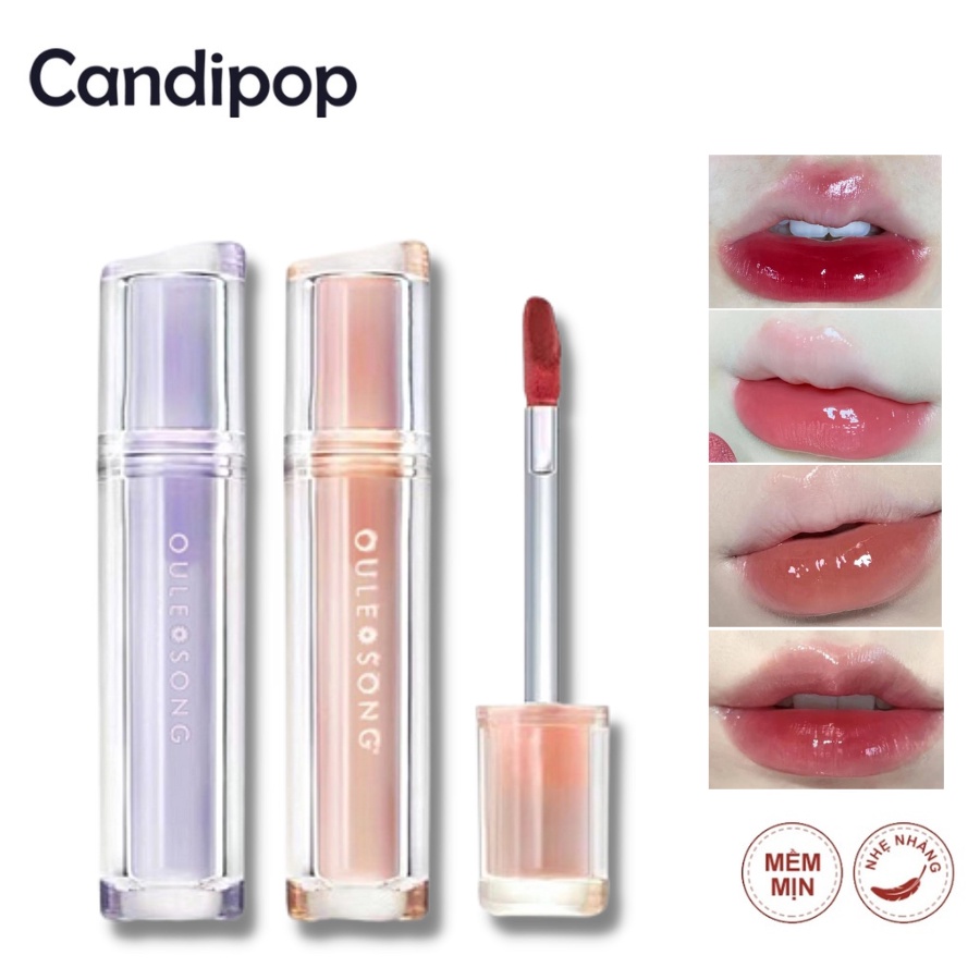 Son bóng Oulesong dạng lỏng màu sắc tự nhiên căng bóng Candipop