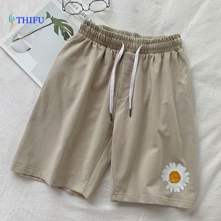 Quần Thể Thao THIFU FASHION Dáng Lửng Chất Thun Co Giãn, In Hình Bông Cúc Phù Hợp Cho Cả Nam Và Nữ
