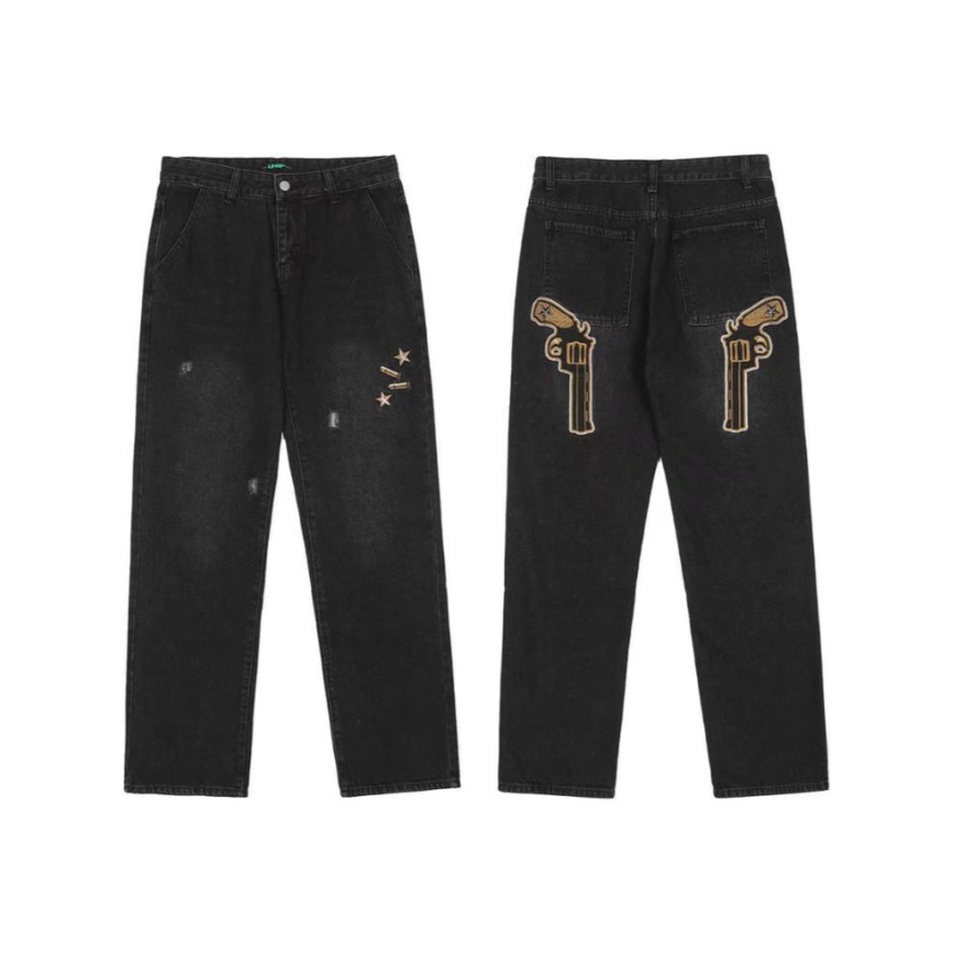 Quần Jeans Lưng Cao Thêu Họa Tiết Plus Size Cho Nam Nữ