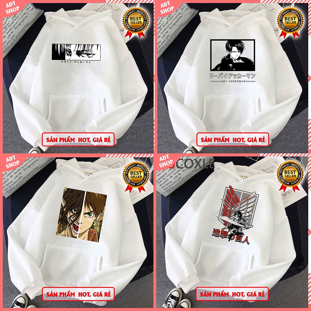 Top 4 Áo Hoodie In Hình Anime Attack On Titan Levi - Eren độc đẹp giá siêu rẻ