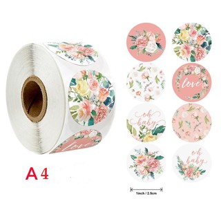 Cuộn 500 tem dán bánh handmade họa tiết hoa