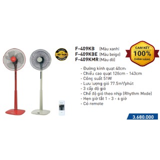 Quạt đứng Panasonic F-409KB (màu xanh) / F-409KBE (màu beige)/ F-409KMR (màu đỏ)