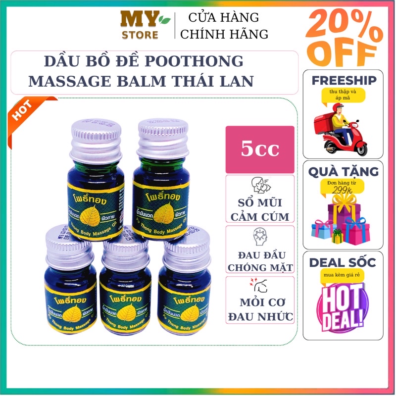Dầu Bồ Đề Poothong Massage Balm Thái Lan 5cc Dạng Nước