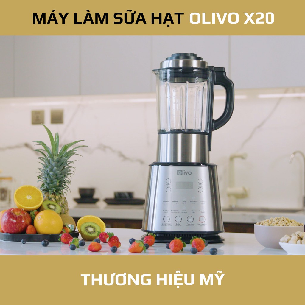 [CHÍNH HÃNG - BẢO HÀNH 24 THÁNG] Máy Làm Sữa Hạt Olivo X20, Máy Xay Nấu Đa Năng, Nấu Sữa Hạt Siêu Mịn, Công Suất 1800W