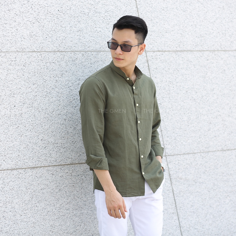 [Giảm 10% Mã SKMLTSM12] Áo sơ mi tay dài The GMEN Linen cổ trụ chất liệu linen mềm mại, thoáng mát giá tốt | BigBuy360 - bigbuy360.vn