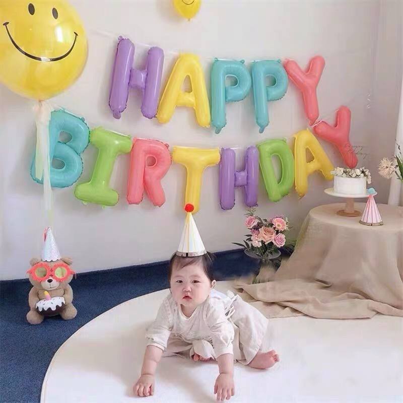 Bóng chữ Happy Birthday trang trí sinh nhật Màu Macaron Phong cách Hàn Quốc