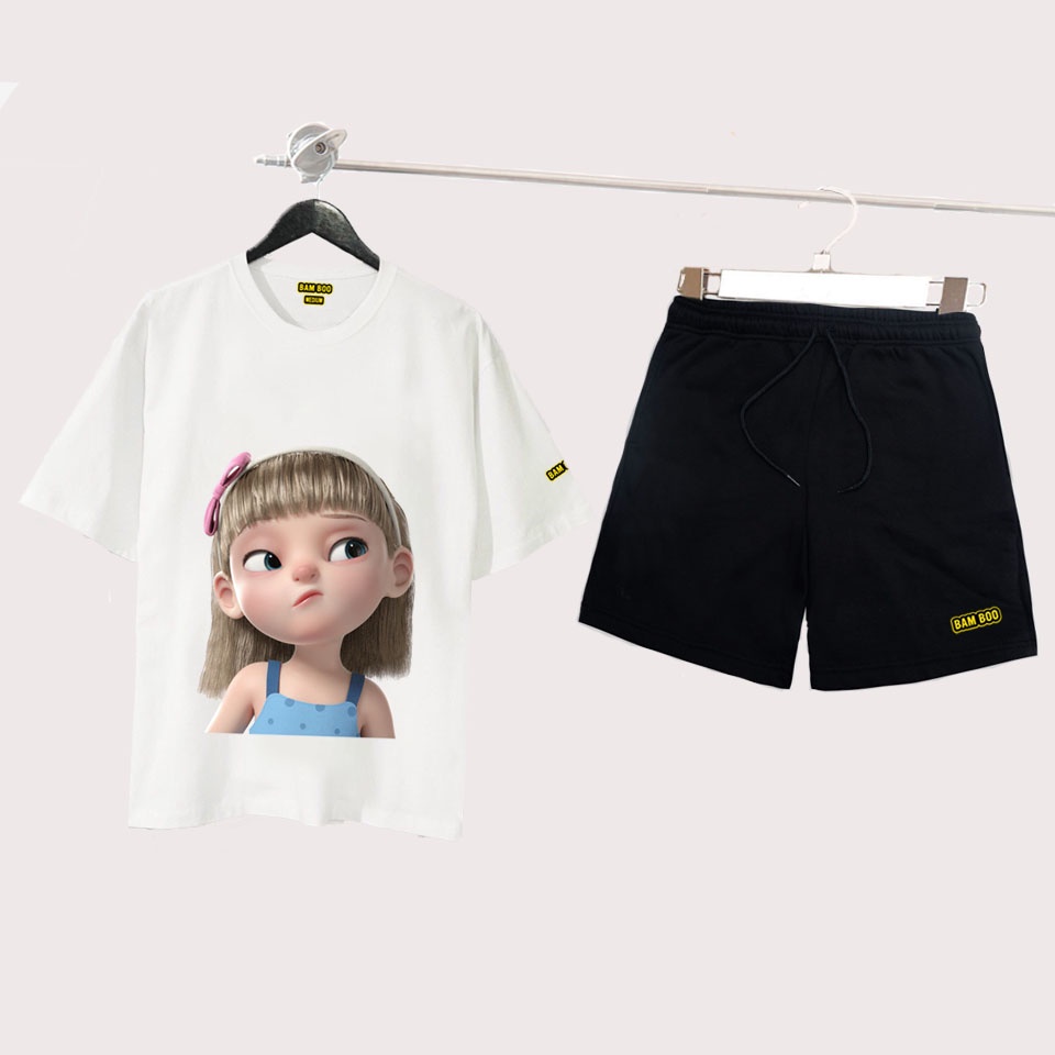 Bộ Thể Thao Nữ BAD GIRL Bộ Quần Áo thun NAM NỮ BAD GIRL Form Rộng (BỘ 46-47)