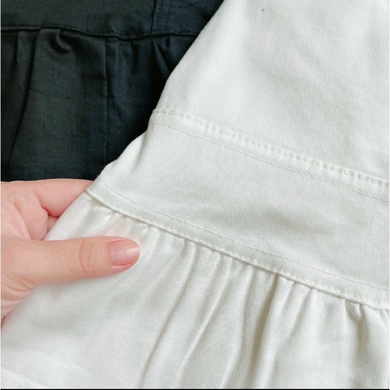 alohashop_Chân váy ngắn lưng cao chất vải kaki 2 tầng có quần trong, form xèo lắm ạ U