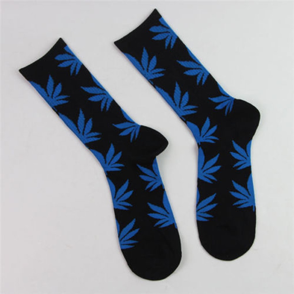 Tất cotton cổ cao họa tiết hình chiếc lá cho nam nữ