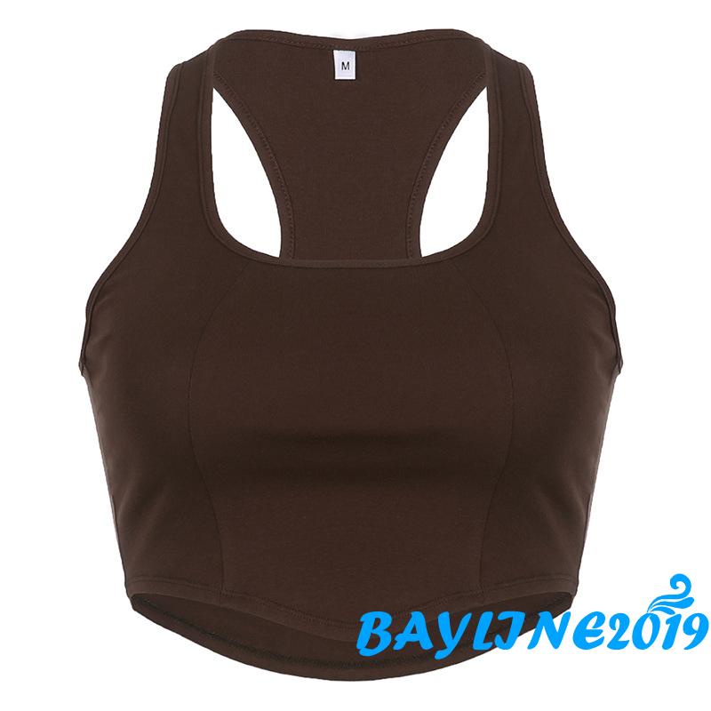 Áo Croptop Hai Dây Cổ Chữ U Màu Trơn Dáng Ôm Thời Trang Mùa Hè Dành Cho Nữ